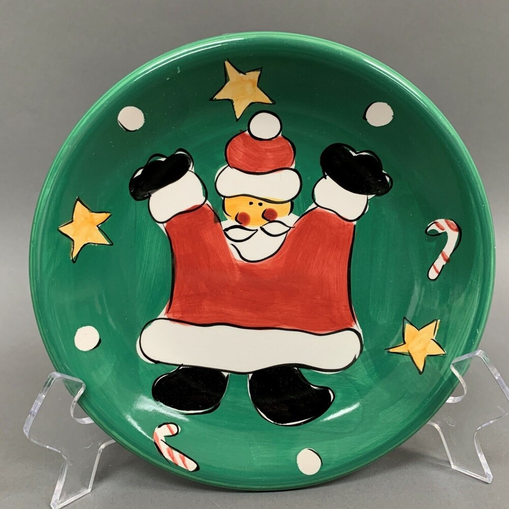 Gibson Salad Plate Santa Claus Green Red White Handpainted